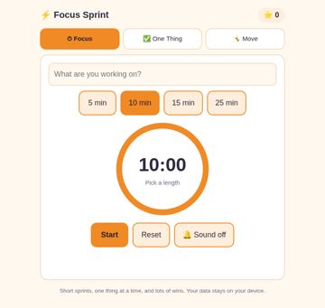 Focus Sprint preview