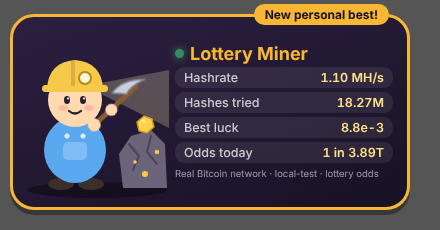 Lottery Miner animated stream widget, gold theme
