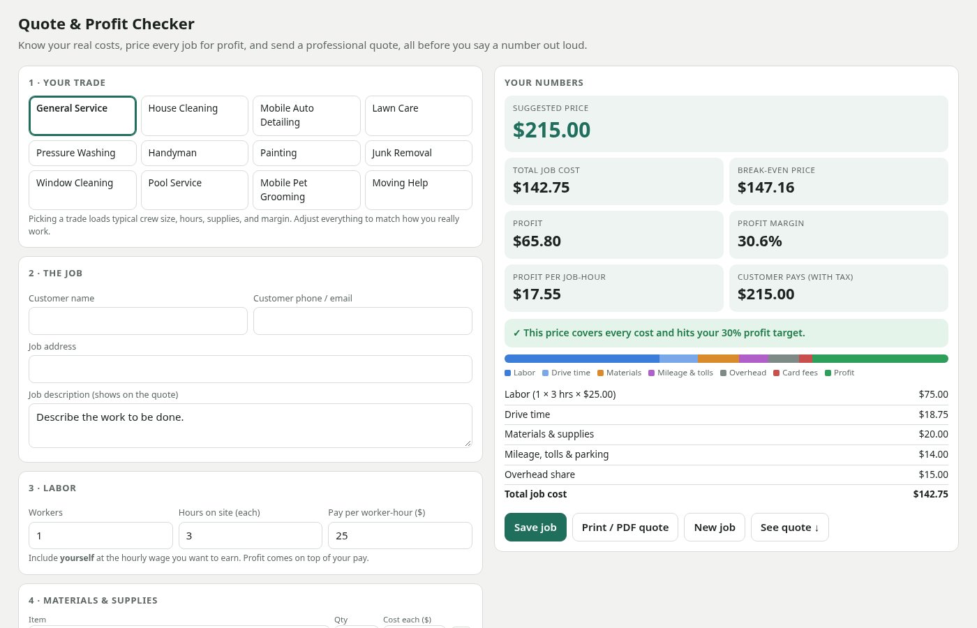 Quote & Profit Checker cover